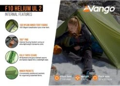 Vango F10 Helium UL 2 Ultralichte Trekking Tunneltent - 1/2 Persoons - Groen -Campingserie Winkel 1900 1783 f10 helium ul 2 5