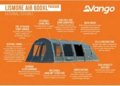 Vango Lismore Air 600XL Opblaasbare Tunneltent - 5 Persoons - Groen -Campingserie Winkel 1900 1783 lismore air 600xl package 3