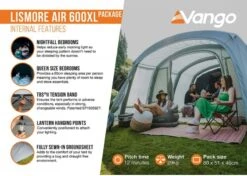 Vango Lismore Air 600XL Opblaasbare Tunneltent - 5 Persoons - Groen -Campingserie Winkel 1900 1783 lismore air 600xl package 4