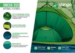 Vango Omega 350 Tunneltent - 3 Persoons - Groen -Campingserie Winkel 1900 1783 omega 350 6
