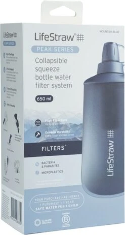 Lifestraw Peak Opvouwbare Waterfilter Fles - 650 Ml - Blauw -Campingserie Winkel 1900 1900 00104066 07