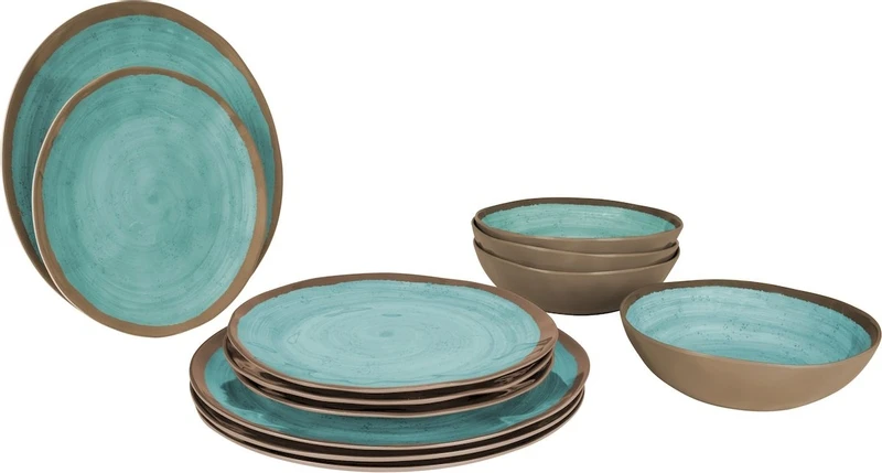 Bo-Camp Halo Melamine Serviesset - 12-delig - Aqua 1 Bo-Camp Halo Melamine Serviesset - 12-delig - Aqua