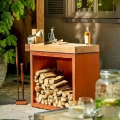 OFYR Butcher Block Storage 90 Corten - Teak Wood -Campingserie Winkel ofyr butcher block storage 90 corten teak wood 5